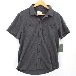 Mutual Weave Shirt Mens Gray Button Down Short Sleeve Collared Size Medium M NWT
